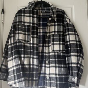 Zara Plaid Rhinestone Shacket Small